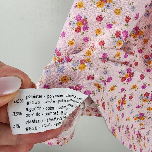 Zara Kids pink dress size 4-5 years Textured fabric flutter sleeves - Picture 7 of 10